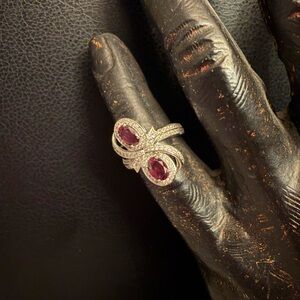 Women’s Silver Ring with Red Gemstones